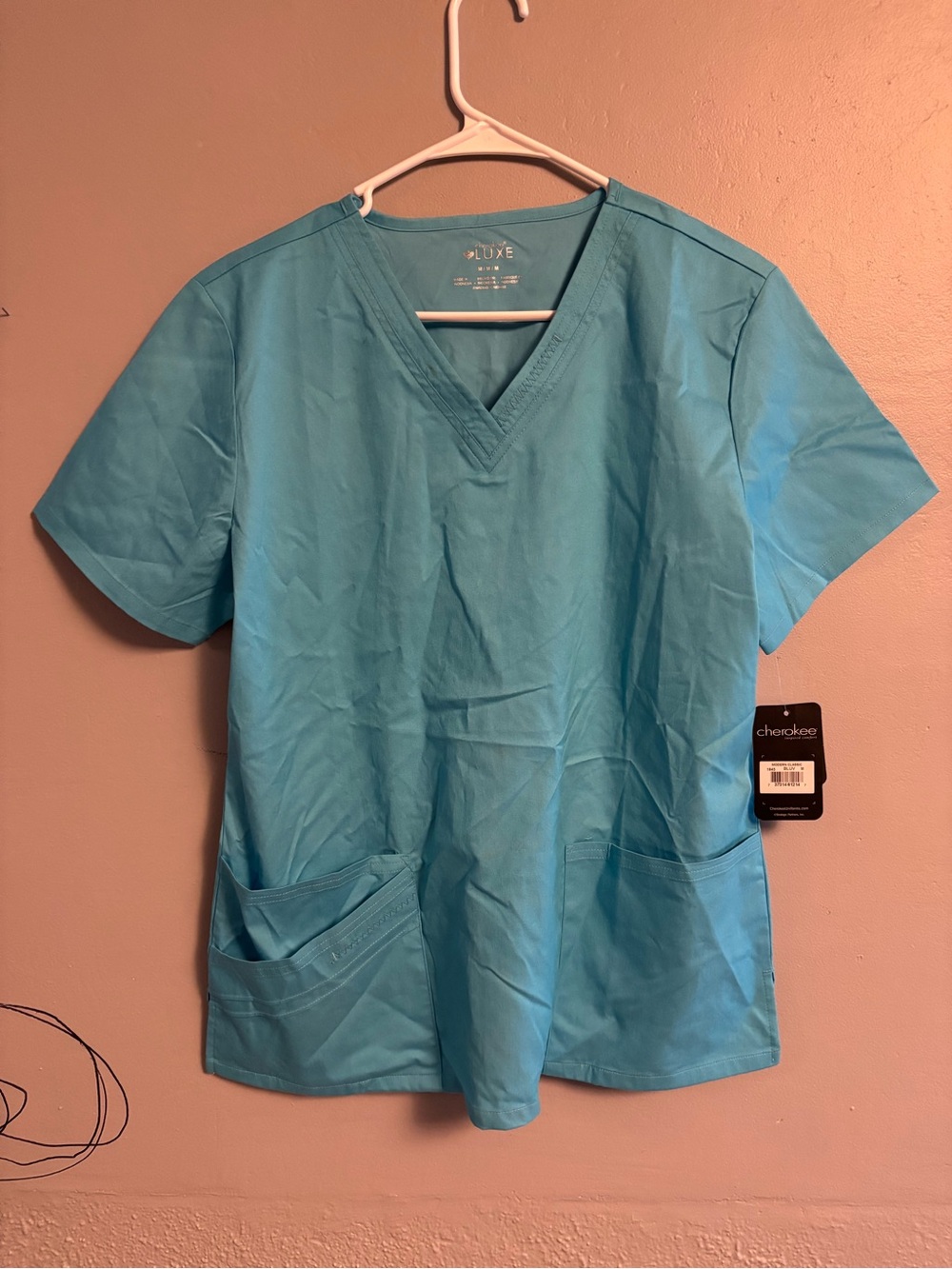 Cherokee Women's V-Neck Scrub Top - Teal Blue